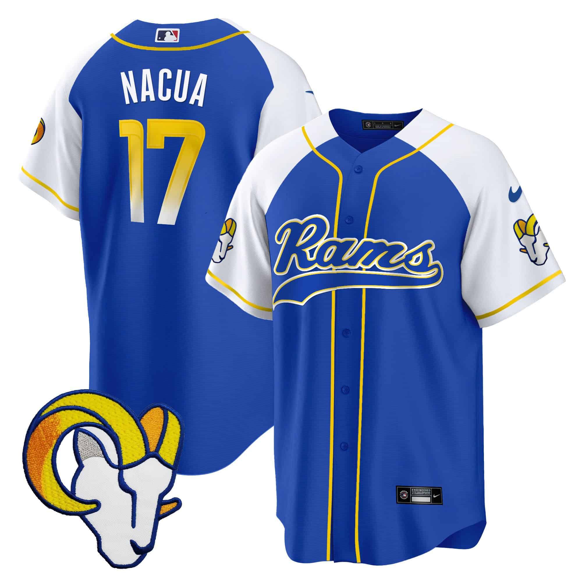 Men Los Angeles Rams #17 Nacua Blue 2024 Nike Baseball NFL Jersey